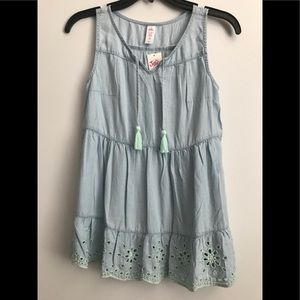 Blue and Green Tassel Tank Shirt